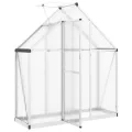 Gewächshaus 169 x 58 x 195 cm – lüftbares Alu-Gewächshaus mit eingebauter Regenrinne und 6 cm Fundamentprofil, silbern/transparent, für Pflanzenschutz im Garten - Thumbnail 6