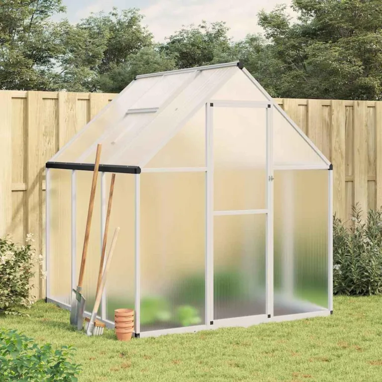 Gewächshaus Alu 169x169x195 cm – witterungsbeständig, mit eingebauten Regenrinnen & 5-Fach verstellbarem Lüftungsfenster, für Pflanzenzucht im Garten – Bild 3