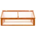 Frühbeet Gewächshaus 114 x 80 x 50 cm, Kaltwetter-Schutz mit 2 öffnenden Dächern, Braun gefärbtes Tannenholz, Ideal für Balkon & Terrasse - Thumbnail 10