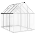 Gewächshaus mit Fundamentrahmen aus Aluminium, 224x169x195 cm, 3,79 m2, Polycarbonat 4 mm, UV-beständig, mit Lüftungsfenster, Regenrinnen, für Tomatenhaus und Frostschutz im Garten - Thumbnail 4