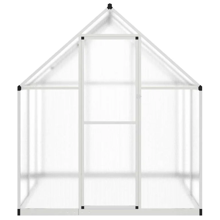 Gewächshaus mit Fundamentrahmen, silbern, 169x169x195 cm, Aluminium und Polycarbonat, UV-beständig, 4 mm Platten, Lüftungsfenster, Regenrinnen, für Tomatenhaus und Frostschutz – Bild 2