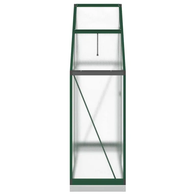 Gewächshaus mit Fundamentrahmen Grün, Aluminium und Polycarbonat, 169 x 58 x 202 cm, 0,98 m2, UV-beständig, für Tomatenhaus, Anzucht, Frostschutz, Lüftung, Garten, Balkon und Terrasse – Bild 3