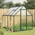 Gewächshaus mit Fundamentrahmen Grün aus Aluminium und 4 mm Polycarbonatplatten, 224 x 169 x 195 cm, 3,79 m² Grundfläche, UV-beständig - Thumbnail 1