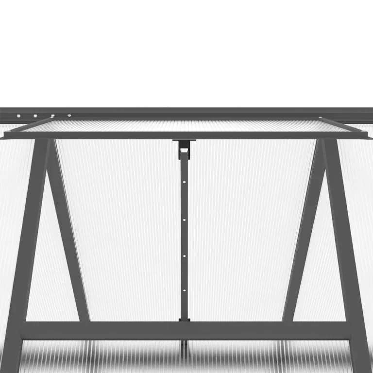 Gewächshaus mit Fundamentrahmen aus Aluminium, anthrazit, 169 x 169 x 195 cm, 4 mm Polycarbonat, UV-beständig, mit Lüftungsfenster, Regenrinnen, für Garten und Beet – Bild 7