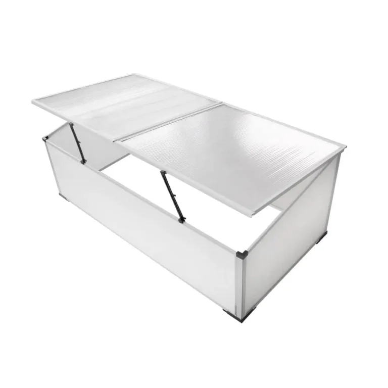 Mangloder Frühbeet ohne Boden mit 2 Deckeln aus Polycarbonat, Aluminiumrahmen, 110 x 41 x 55 cm, UV-beständig, wetterfest, für Anzucht, Gewächshaus, Tomatenhaus, Balkon und Terrasse – Bild 1