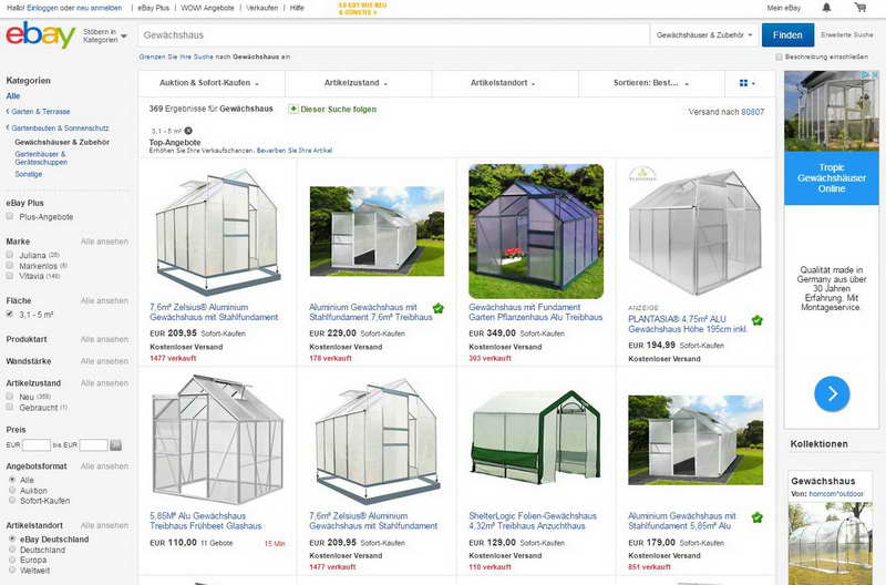 Gewächshaus kaufen: Online, gebraucht oder im Baumarkt