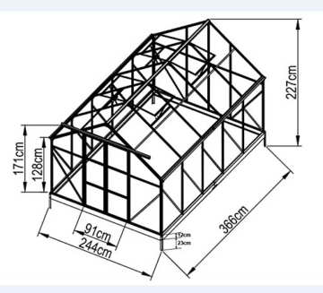 9m² PROFI ALU Gewächshaus Glashaus Treibhaus inkl. Stahlfundament u. 4 Fenster, mit 6mm Hohlkammerstegplatten - (Platten MADE IN AUSTRIA) inkl. 2 autom. Fensteröffner von AS-S - 2