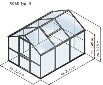 KGT Gewächshaus »Rose III« (B/T/H: 233/323) silberfarben - 5