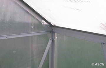 KOMPLETTSET: 7,05m² ALU Aluminium Gewächshaus Glashaus Tomatenhaus, 6mm Hohlkammerstegplatten - (Platten MADE IN AUSTRIA/EU) m. Stahlfundament, 2 Fenster mit 2 autom. Fensteröffner von AS-S - 7