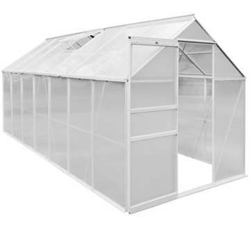 Gewächshaus 15,93 m³ Alu + Fundament Treibhaus Gartenhaus Pflanzenhaus Tomatenhaus Aufzucht Frühbeet - 
