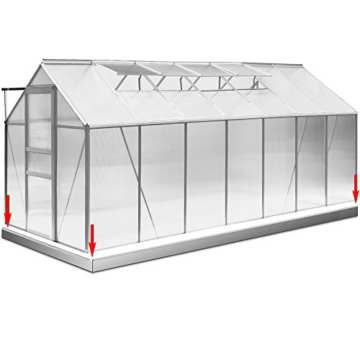 Gewächshaus 15,93 m³ Alu + Fundament Treibhaus Gartenhaus Pflanzenhaus Tomatenhaus Aufzucht Frühbeet -