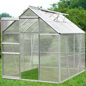 Gewächshaus Alu 7,6 m³ 250x190cm Gartenhaus Frühbeet Treibhaus Pflanzenhaus Aufzucht - 