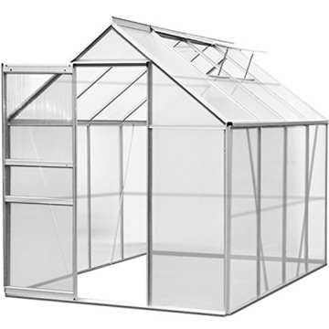 Gewächshaus Alu 7,6 m³ 250x190cm Gartenhaus Frühbeet Treibhaus Pflanzenhaus Aufzucht -