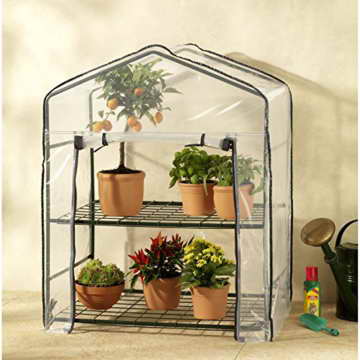 Wenko 5857080500 Gewächshaus mit 2 Etagen mit Schutzhülle, Kunststoff PE, 71 x 89 x 49 cm, sonstiges -