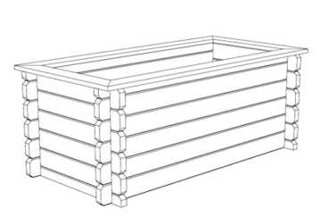 Hochbeet Gartenfreude aus Blockbohlen - Sockelmaß: 148 x 98 cm, Bohlenstärke: 28 mm - 