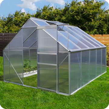 Aluminium Gewächshaus mit Fundament verschiedene Modelle Treibhaus Garten Pflanzenhaus Alu Tomatenhaus (250x310, Silber) -