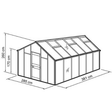 Beckmann Gewächshaus Typ Allgäu Modell B11 285x381 cm - 