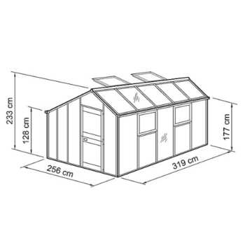 Beckmann Gewächshaus Typ Allgäu Modell S80 256x319 cm - 