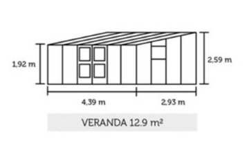 Gewächshaus Juliana Veranda 12,9m² Alu / 3mm Sicherheitsglas - 