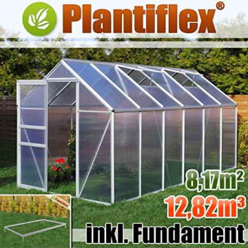 Gewächshaus mit Fundament 8,17m² - 190x430cm Garten Pflanzenhaus Alu Treibhaus Tomatenhaus -