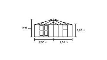 JULIANA Gewächshaus Oase 8,8, BxT: 296x296 cm, in 2 Farben anthrazit - 