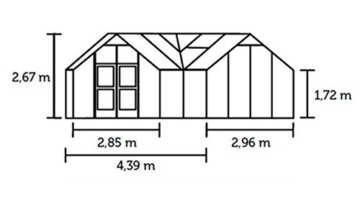 JULIANA Gewächshaus Orangerie 15,2, B/T/H: 439/296/256 cm, anthrazit anthrazit - 