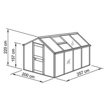 Beckmann Gewächshaus, moosgrün, 257 x 200 x 220 cm, U5-D-GE - 