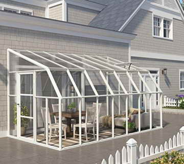 RION Kunststoff Anlehngewächshaus / Wintergarten "Sun Room 47" (446 x 258 x 266cm (TxBxH) + Dachfenster -