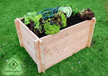Bio Hochbeet aus Holzbohlen "GRÖN L-80" - widerstandsfähiges Douglasienholz, Zusammenbau ohne Werkzeug, schadstofffrei, GrünerGarten - ohne Chemie (110x80x75cm B/T/H) ... -
