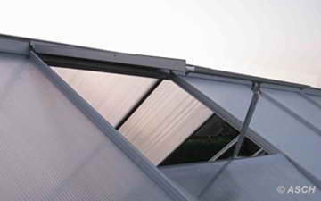 KOMPLETTSET: 2,5 - 7m² ALU Aluminium Gewächshaus Glashaus Tomatenhaus, 6mm Hohlkammerstegplatten - (Platten MADE IN AUSTRIA/EU) m. Stahlfundament, Fenster mit autom. Fensteröffner von AS-S, Größe:2.5m² - 