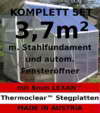 KOMPLETTSET: 2,5 - 7m² ALU Aluminium Gewächshaus Glashaus Tomatenhaus, 6mm Hohlkammerstegplatten - (Platten MADE IN AUSTRIA/EU) m. Stahlfundament, Fenster mit autom. Fensteröffner von AS-S, Größe:3.7m² -